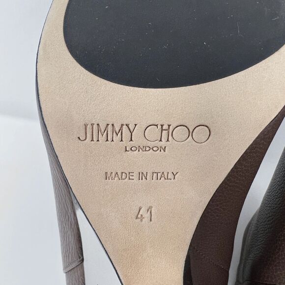 Jimmy Choo Myth Brown Grained Leather Mirrored Wedge Ankle Boots- Size 41 - Picture 7 of 10